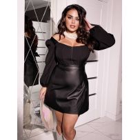 Спідниця на запах міні чорна №596203