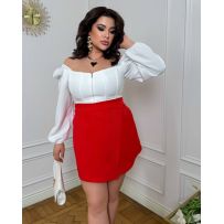 Спідниця на запах міні червона №596205