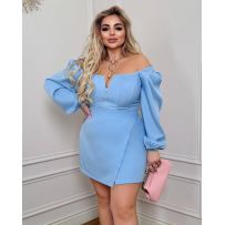 Спідниця на запах міні блакитна №596207