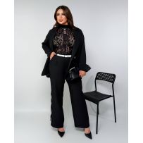 Брюки з паском чорні №597583