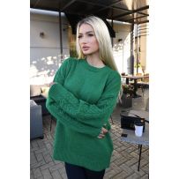 Подовжений светр-туніка зелений №601870