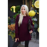 Светр-туніка в стилі oversize бордо №601876