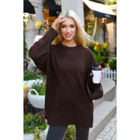 Светр-туніка в стилі oversize шоколадний №601880