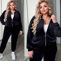 Спортивний костюм з велюру чорного кольору №595361