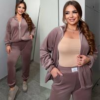 Спортивний костюм з велюру в кольорі мокко №595363