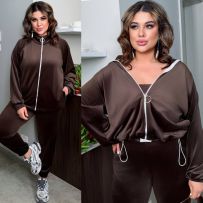 Спортивний костюм з велюру шоколадного кольору №595364