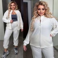 Спортивний костюм з велюру молочного кольору №595365