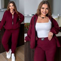 Стильний костюм з мікровельвету бордовому кольору №595370