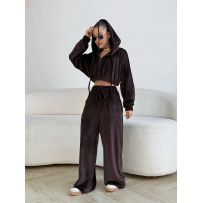 Велюровий спорт костюм в шоколадному №595372