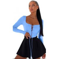 Топ зі шнурівкою блакитного кольору №595376