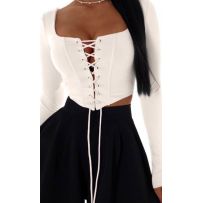 Топ зі шнурівкою білого кольору №595377