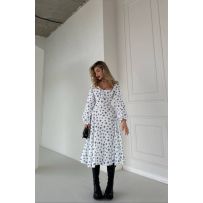 Жіноча муслінова сукня біла в блакитну квіточку №595386