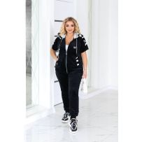 Костюм двійка велюр чорний + білий №595449