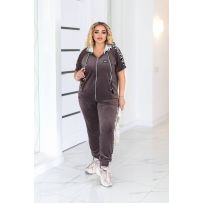 Костюм двійка велюр капучино №595450