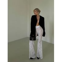 Стильні штани кльош білі №595496