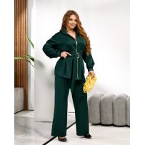 Елегантний, стильний жіночий костюм смарагдовий №595550