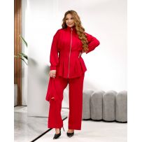 Елегантний, стильний жіночий костюм червоний №595551