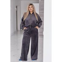 Велюровий оксамитовий  костюм графіт №595558