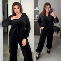 Трендовий костюм з велюру чорний №595602