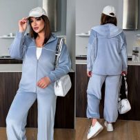 Костюм з велюру декорований кантом №595609