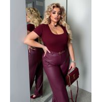 Базова футболка бургунді №595653