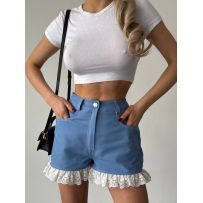 Шорти з джинсу та рюшом із прошви блакитні №595669