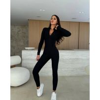 Комфортний та максимально стильний комбінезон чорний №595670