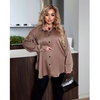 Стильна шовкова сорочка мокко №595730