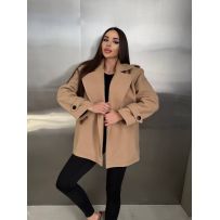 Утеплене кашемірове пальто на запах беж №596011