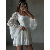Вишукана мереживна сукня молочна №596018