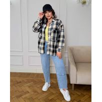 Стильна сорочка в клітинку чорна №596375