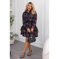 Сукня синя рожева в клітинку №596393