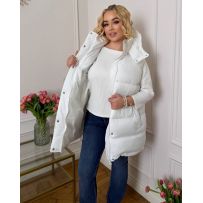 Жилет зі зйомним капюшоном молочний №597054