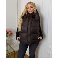 Жилет зі зйомним капюшоном шоколад №597056
