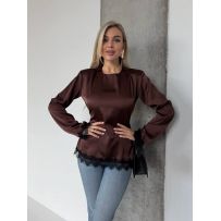 Блуза з шовку шоколад №597080