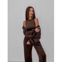 Велюровий костюм трійка шоколад №597111