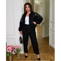 Трендовий костюм з штанами,класна кофта летучка чорний №597122