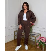 Трендовий костюм з штанами,класна кофта летучка шоколад №597123