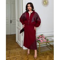 Трендовий костюм з спідницею,класна кофта летучка бордо №597124