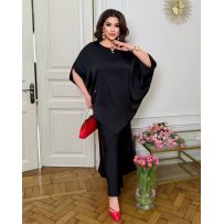 Трендовий костюм з спідницею,класна блуза летучка чорний №597128