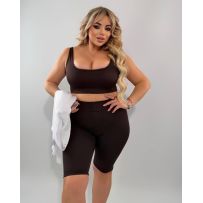 Жіночі літні капрі до коліна шоколад №597231