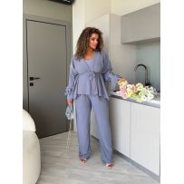 Брючний костюм двійка сірий №597247