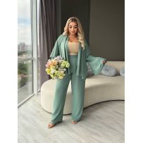 Брючний костюм двійка олива №597248