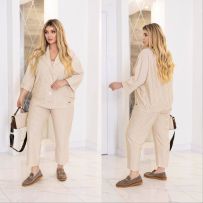 Костюм в смужку бежевий №597295