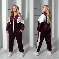 Спорт костюм Марсала +білий №597306