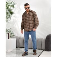 Чоловіча сорочка в клітинку бежева №597387