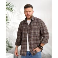 Чоловіча сорочка в клітинку шоколад №597389