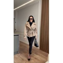 Укорочений тренч бежевий №597453