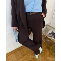 Брюки з паском шоколад №597479