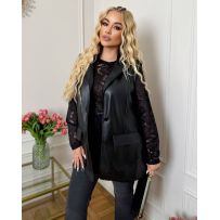 Стильна двійка (лонг+жилет) чорний №597538